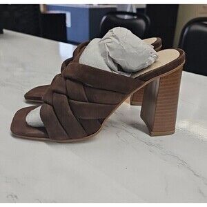 Journee Collection Womens Dorisa Brown Open Toe High Block Heel Size 6.5 NEW $65